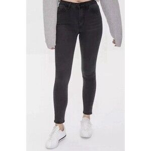 Forever 21 Womens Skinny Jeans Size 27 Waist Black Denim Stretch Mid Rise